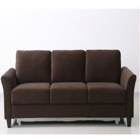 Life Coffee : Ghế Sofa Băng Với Tay Vịn Cong, Vải Màu Cà Phê
